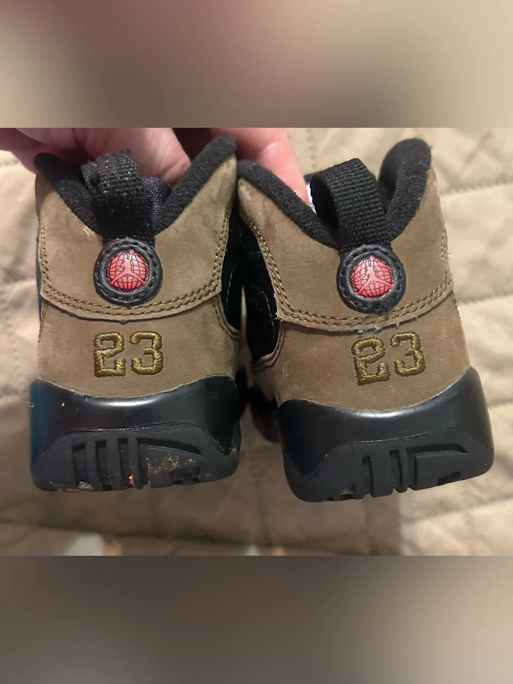 Nike Air Jordan 9 Retro TD Olive Toddler Sneakers 401812-030 Size 6C